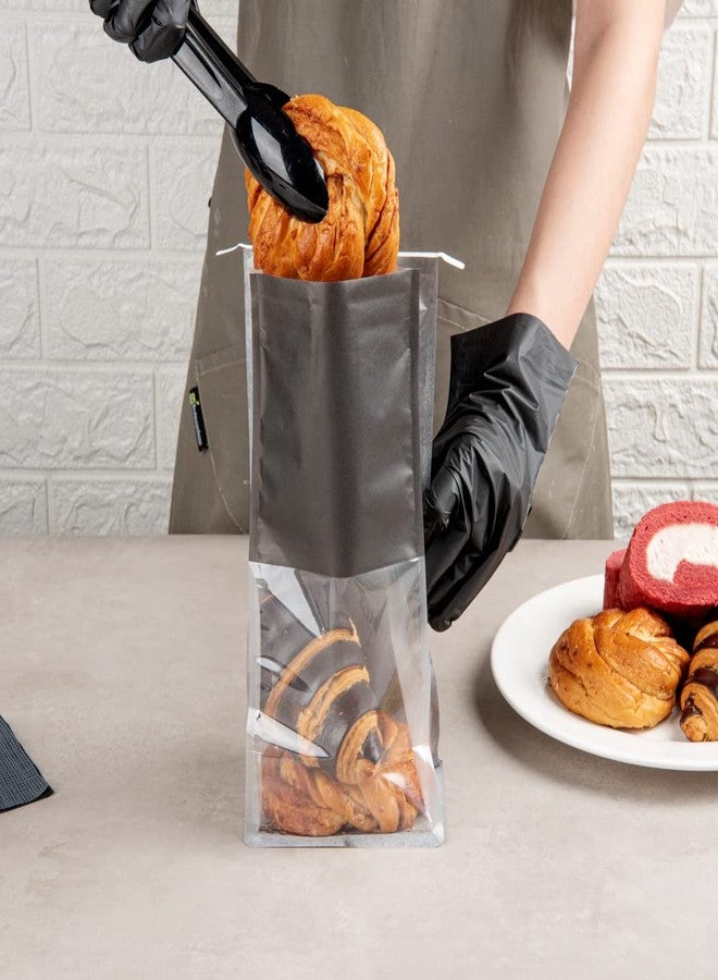 Restaurantware Bag Tek 5.1 x 4.1 x 11.2 Inch Tin Tie Bags With Windows 100 Resealable Bakery Bags With Windows - Flat Bottom For Cookies or Coffee Beans Black Cotton Paper Tin Tie Bags - Image 4