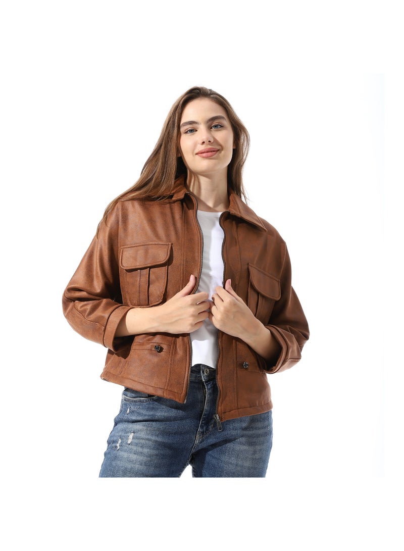 Coctail Women's Winter Jacket - Brown-17674 - Image 1