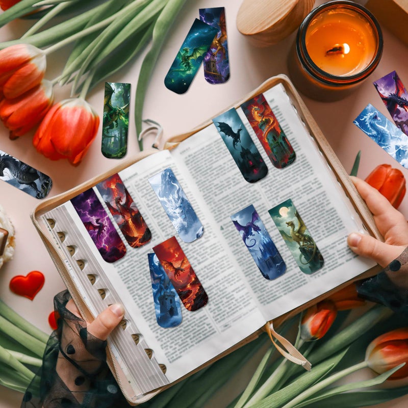 Wxiben Dragon Magnetic Bookmark Gifts - 30 Pcs Cool Dragon Bookmarks Fantastic Animal Book Mark Magnet Book Marker Page Clip for Women Men Bookworms Reading Book Lovers Home Office Favor - Image 5