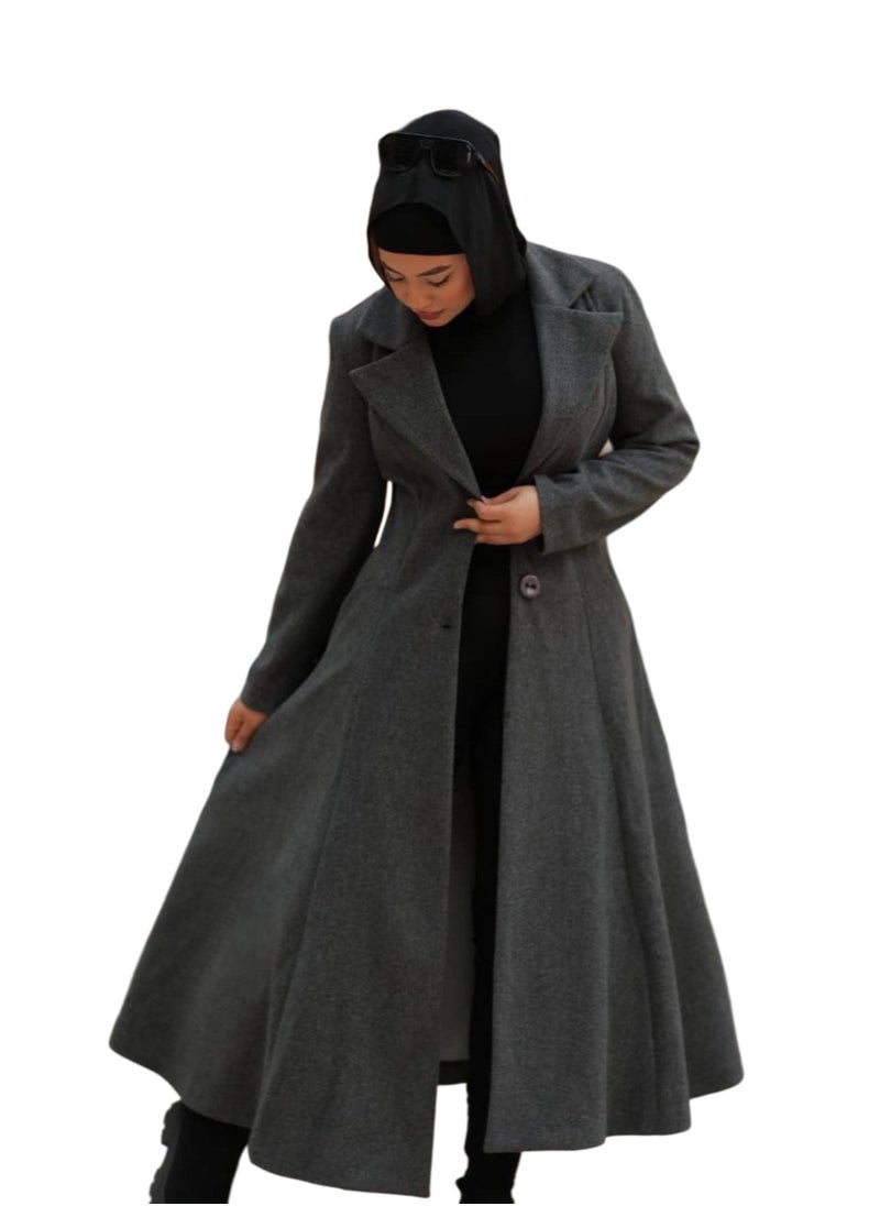 Generic - Long woman Coat - Dark Gray - Image 1