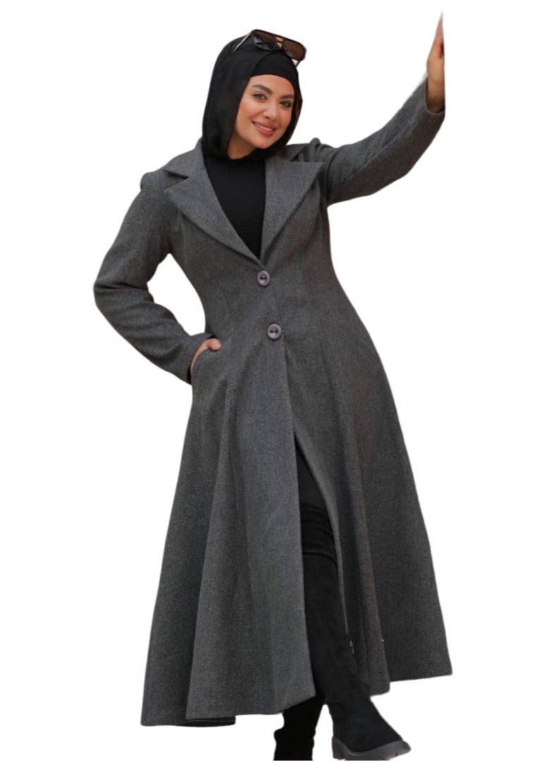 Generic - Long woman Coat - Dark Gray - Image 1