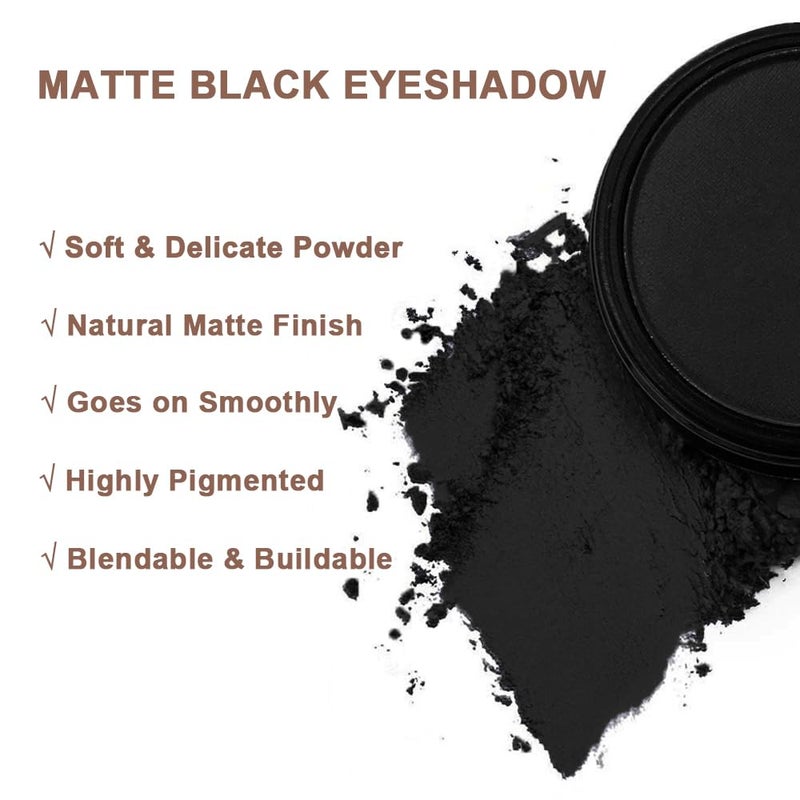 Mysense Matte Black Single Eyeshadow Palette, Pressed Powder Eye Shadow, Smooth Eye Black Powder Makeup, High Pigment Long Lasting Vegan & Cruelty Free, 202# Black - Image 3