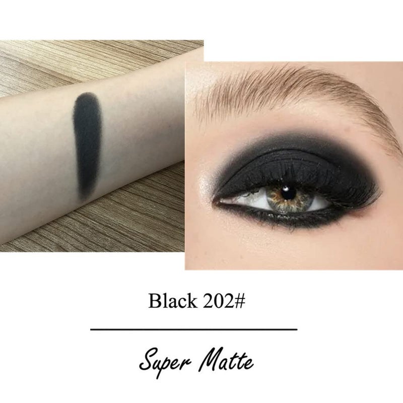 Mysense Matte Black Single Eyeshadow Palette, Pressed Powder Eye Shadow, Smooth Eye Black Powder Makeup, High Pigment Long Lasting Vegan & Cruelty Free, 202# Black - Image 2