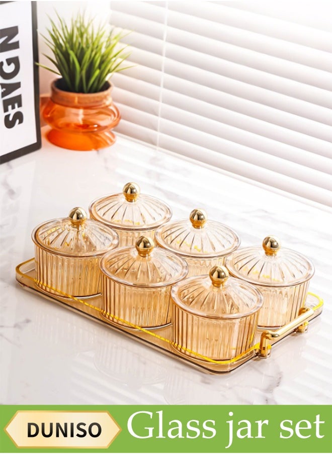 DUNISO Snack Serving Platter Set, Multifunctional Party Dried Fruit Platter, 6 Split Snack Bowls, Fruit Bowls With Lids And Trays, Used For Fruit Desserts, Appetizers, Nuts, Snacks, Candies  - Image 1