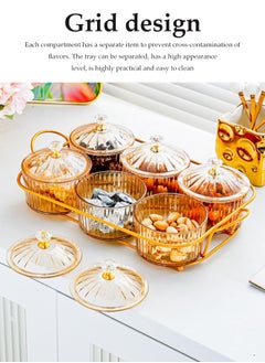 DUNISO Snack Serving Platter Set, Multifunctional Party Dried Fruit Platter, 6 Split Snack Bowls, Fruit Bowls With Lids And Trays, Used For Fruit Desserts, Appetizers, Nuts, Snacks, Candies  - Image 3