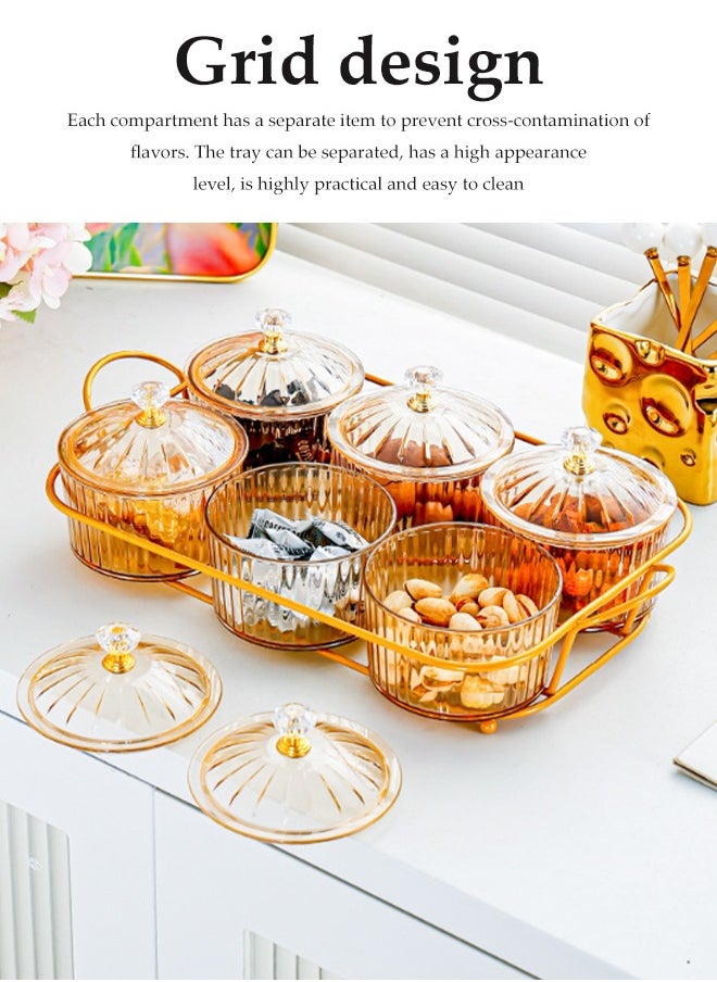 DUNISO Snack Serving Platter Set, Multifunctional Party Dried Fruit Platter, 6 Split Snack Bowls, Fruit Bowls With Lids And Trays, Used For Fruit Desserts, Appetizers, Nuts, Snacks, Candies  - Image 3
