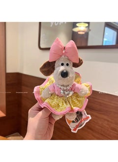 Generic Authentic Korean Dongdaemun Boss Dog Bow Plaid Color Skirt Dressing Crossbody Bag Boss Dog Doll Pendant-Color:Blue And White Plaid Skirt + Love Necklace-Height:15cm (without Keychain) Model  - Image 3