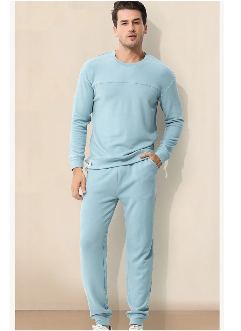 Loquat - Mens Solid Color Long Johns Fleese And Thick Thermal Underwear Set, 2 Piece Cold Weather Base Layer Set for Men Blue - Image 1