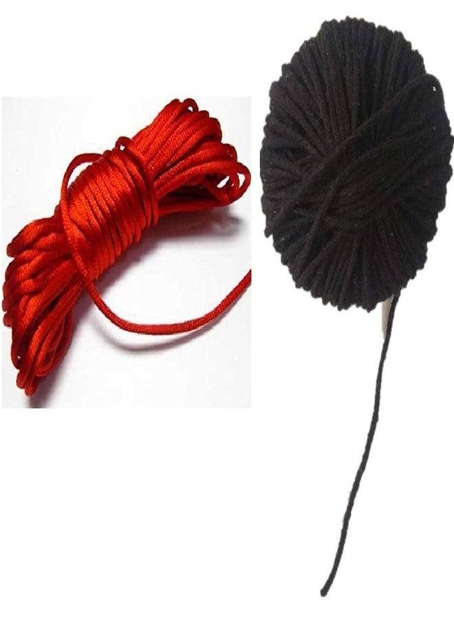 Molathadu Thread Religious Black Cotton Kala Dhaga 25 Meter and Red Lal Dhaga 25 Metres Evil Eye Protection Pack of 2 -gn55