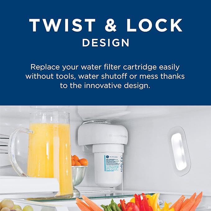 GE MWF Refrigerator Water Filter, Genuine Replacement Filter, Certified to Reduce Lead, Sulfur, and 50+ Other Impurities, Replace Every 6 Months for Best Results, Pack of 2 - Image 3