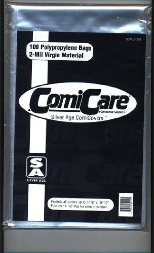 ComiCare Silver Age Polypropylene Comic Bags 100 Count - Image 1