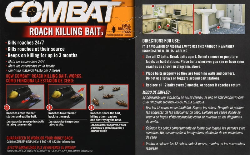 Combat Roach Killing Bait Stations for Small Roaches, Kills Roaches and Eggs, 12 Count - Image 2