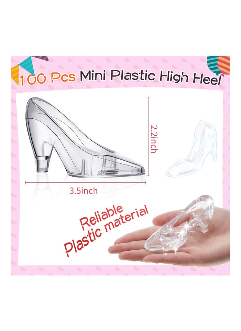 Generic - Cinderella Glass Slipper, 24PCS Mini Princess Slippers, Plastic High Heel Shoe Glass Slippers, Transparent Crystal Shoe Decoration, Party Candy Supplies, Gift for Wedding Table Serving Decorations - Image 1