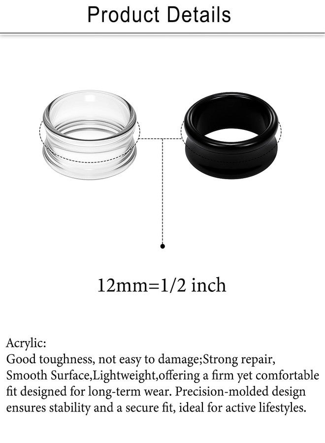 Cisyozi 12mm Black Acrylic Ear Gauges Plugs Tunnels Earrings for Ears Stretching Kit Platic Ear Tunnel Earrings Plug Double Flare Gauges Size 12 mm Piercing Jewelry Women Men 1/2 inch - Image 2