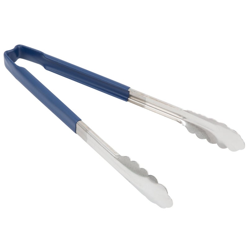 Vollrath 4781230 Jacobs Pride 12Inch Scalloped Utility Tong Stainless Steel KoolTouch Handle Blue NSF
