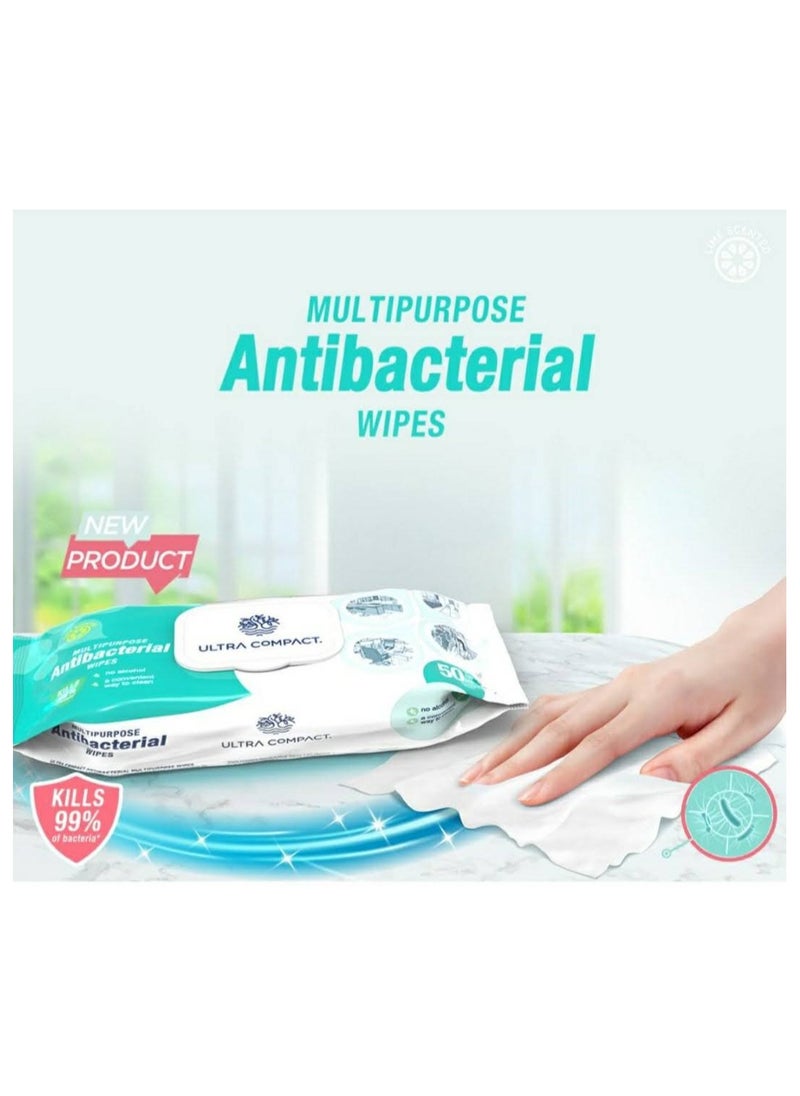 Ultra Compact MULTIPURPOSE WET WIPES 50 PCS  - Image 1