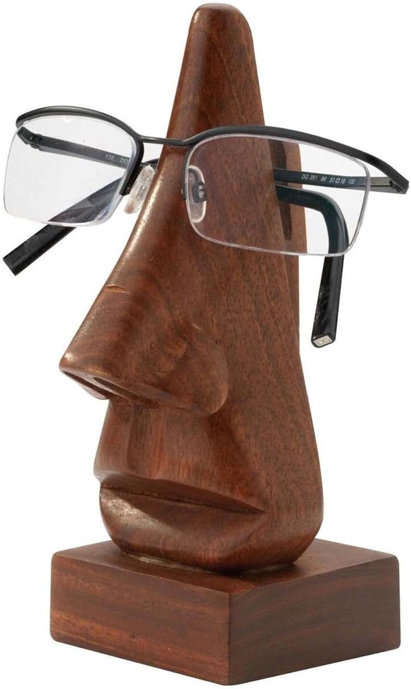 ZYNTIX Wooden Sunglass Holder, 6-Inch Long Nose Shape Glasses Case and Sunglass Organizer, Multi-Use for Glasses, Elegant Display for Home or Office Decor Nose Plain - Image 1