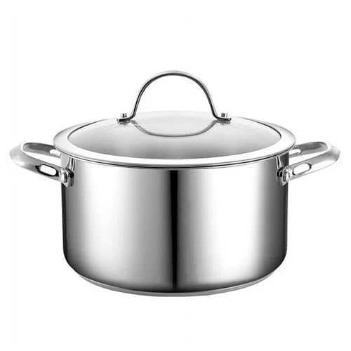 Cooks Standard Dutch Oven Casserole with Glass Lid, 6-Quart Classic Stainless Steel Stockpot, Silver - Image 1