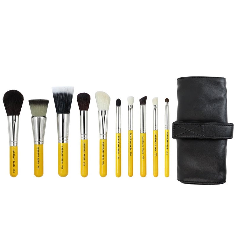 Bdellium Tools Professional Makeup Brush Travel Series - Mineral 10pc. Brush Set with Roll-Up Pouch - Image 1