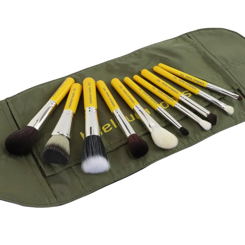 Bdellium Tools Professional Makeup Brush Travel Series - Mineral 10pc. Brush Set with Roll-Up Pouch - Image 3