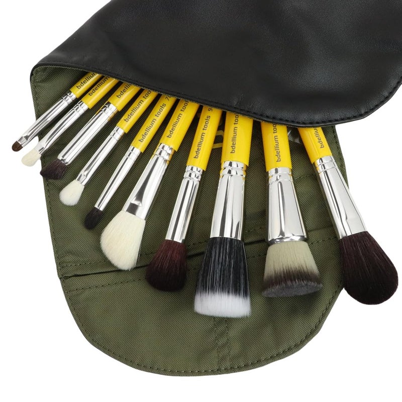 Bdellium Tools Professional Makeup Brush Travel Series - Mineral 10pc. Brush Set with Roll-Up Pouch - Image 4