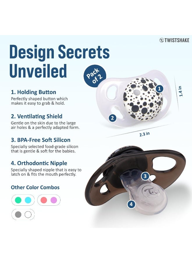 Twistshake Pacifier, Black/White, 6+m, 2 count - Image 5