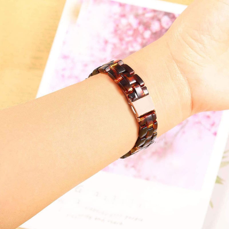 Wongeto Compatible with Fitbit Luxe/Luxe SE Bands for Women, Resin Wristband Strap Bands for Fitbit Luxe accssorises (Rose Gold+Tortoise) - Image 5