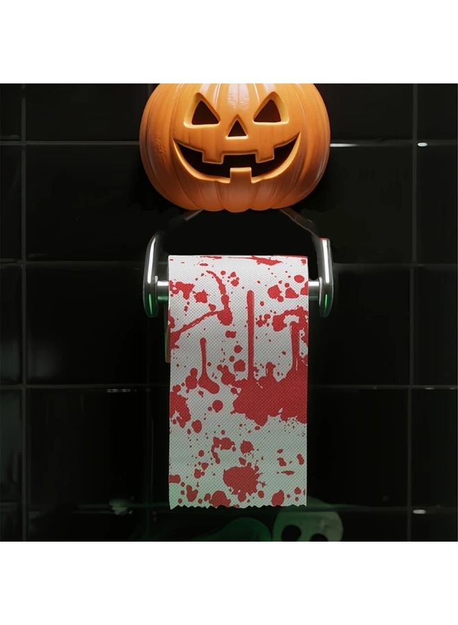 1 قطعة من ورق التواليت برشاش الدم لهالوين لحفلات الرعب والديكورات العطلية - Image 1
