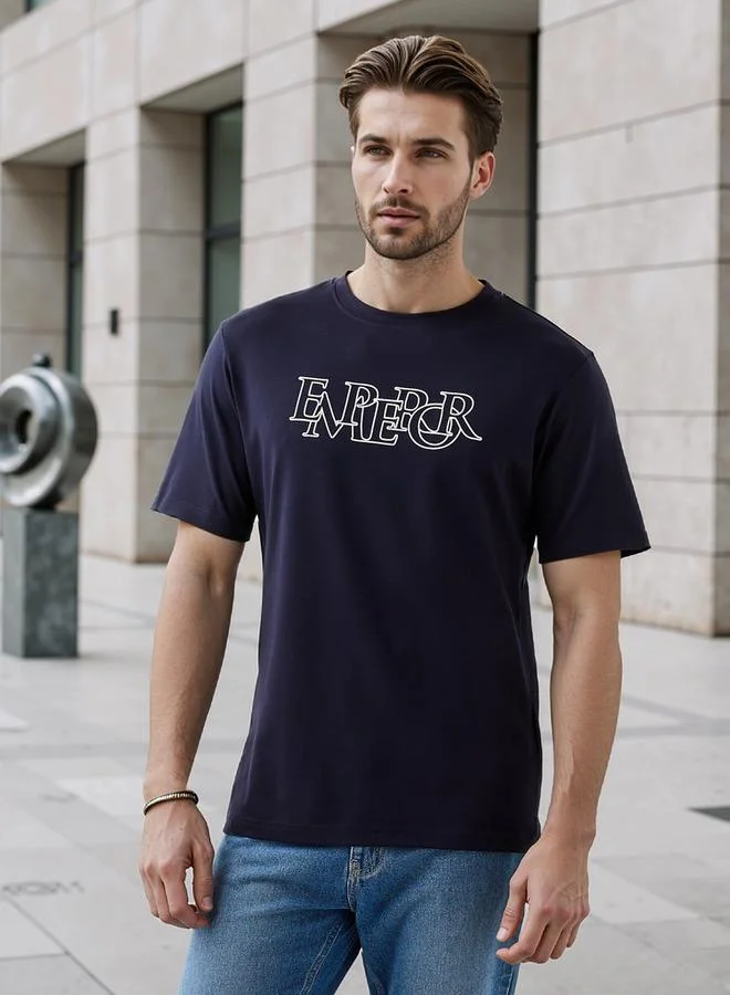 Emperor Print T-shirt with Crew Neck