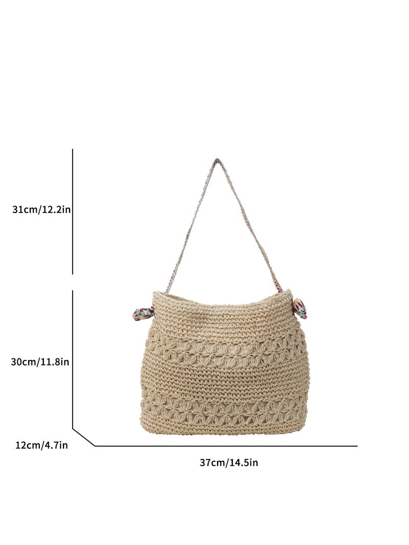Vacation Style Beach Straw Woven Bag Women'S Style Lazy Style Woven Bag Large Capacity Fashionable One-Shoulder Underarm Bag - Image 5