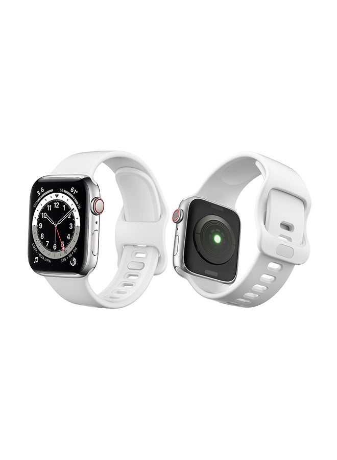 Perfii Flatpin Silicon Replacement Band For Apple Watch Series 6/SE/5/4/3/2/1 White