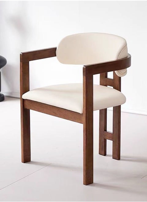 1 Piece Multipurpose Use Glossy Solid Wood Tripod Chair Ergonomic Design Comfortable Upholstery PU Leather Dinning Chair Study Chair for Living Room Home Office 59x46x81 cm (Fully Assembled)