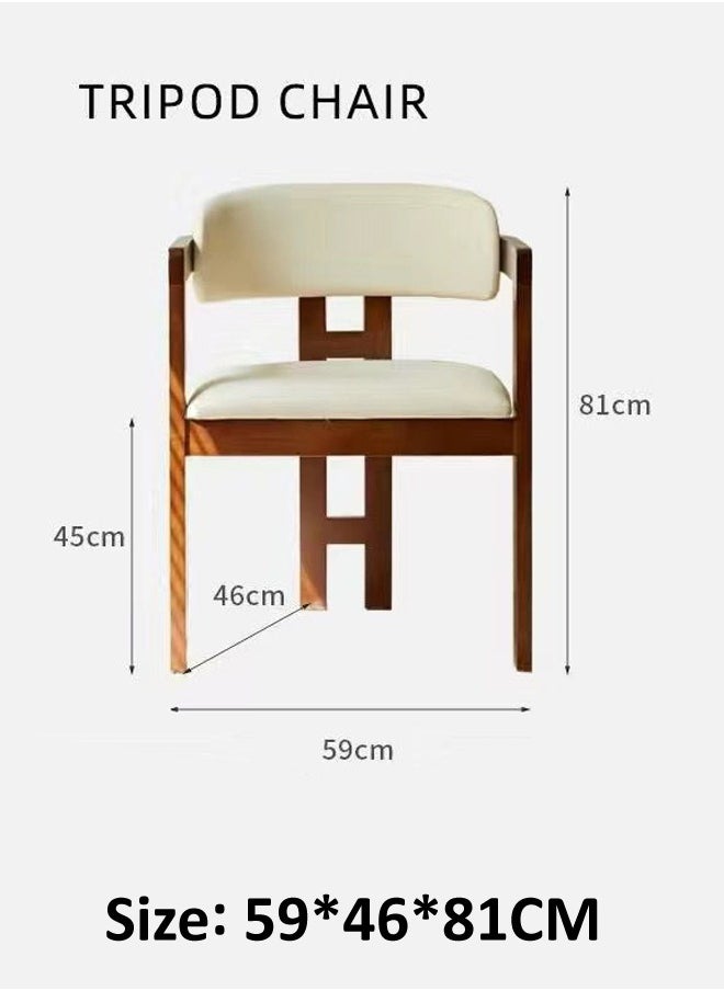 1 Piece Multipurpose Use Glossy Solid Wood Tripod Chair Ergonomic Design Comfortable Upholstery PU Leather Dinning Chair Study Chair for Living Room Home Office 59x46x81 cm (Fully Assembled)