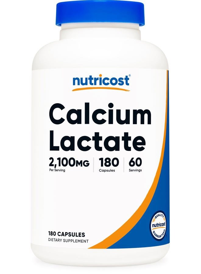 Nutricost لاكتات الكالسيوم 2,100 ملغ؛ 180 كبسولة - نباتي، غير معدّل وراثيًا وخالي من الغلوتين، 60 حصة - Image 1