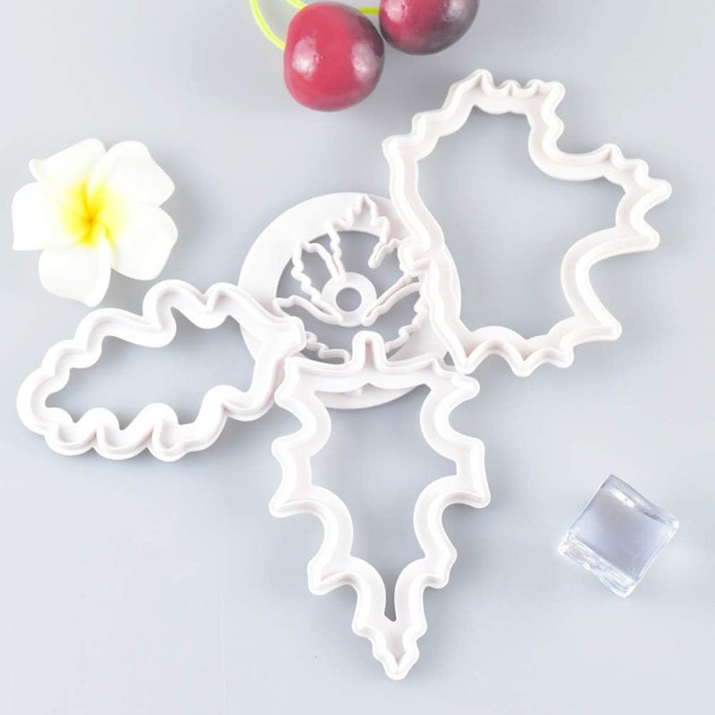 GLOGLOW Nan 4PCS Christmas Fall Leaves Cutter Set, FoodGrade Plastic, Easy to Use, Ideal for Autumn Leaves Baking, Thanksgiving Cookie Decoration Kitchen Tools (White) - Image 5