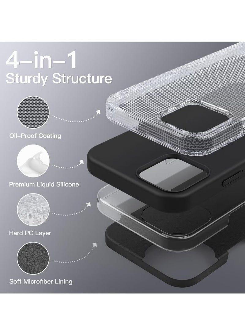 ملبوس جراب iPhone 12، جراب هاتف iPhone 12 Pro من السيليكون السائل لهاتف iPhone 12/12 Pro مقاس 6.1 بوصة، غطاء واقٍ ناعم حريري ملون (أسود) - Image 5