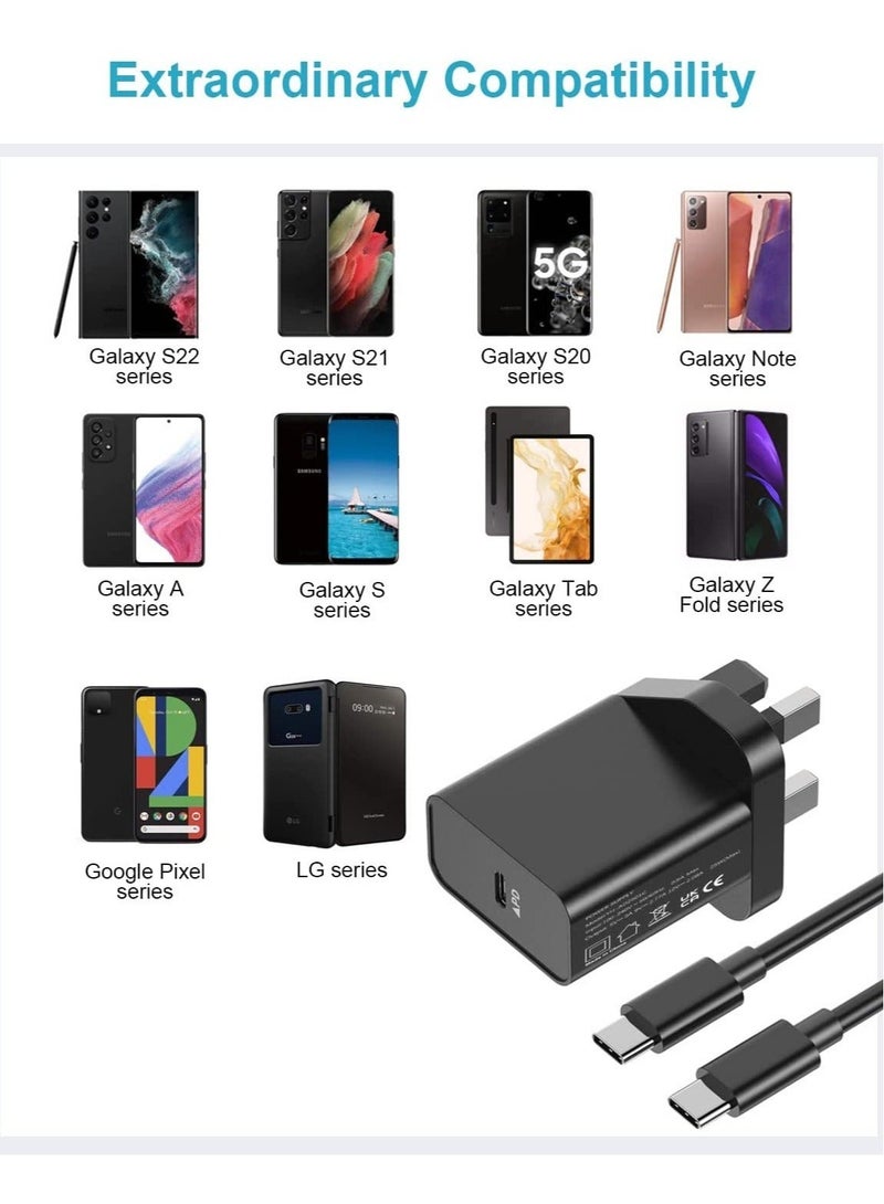 MUNTAQI 25W USB C Fast Charger Plug with 3M Cable,Super Fast Charger for Samsung Galaxy S22 Ultra/S22+/S21 Ultra/S21+/S20 Ultra/Note20/A13/A53 5G,25W USB C Charger Plug&Type C Cable For Samsung Phone Charger - Image 3