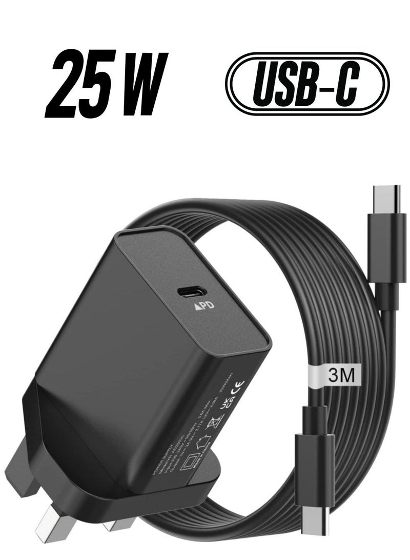 MUNTAQI 25W USB C Fast Charger Plug with 3M Cable,Super Fast Charger for Samsung Galaxy S22 Ultra/S22+/S21 Ultra/S21+/S20 Ultra/Note20/A13/A53 5G,25W USB C Charger Plug&Type C Cable For Samsung Phone Charger - Image 1