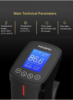 INKBIRD INKBIRD Sous Vide Machine ISV-100W Sous Vide WiFi Precision Cooker - 1000W Immersion Circulator with Temperature & Timer Control, Uniform Heat Circulation, Multi-Device Connectivity, Low Water Protection, Ideal for Meat, Vegetables & More  - Image 3