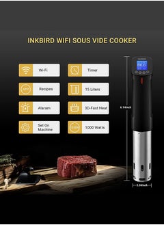 INKBIRD INKBIRD Sous Vide Machine ISV-100W Sous Vide WiFi Precision Cooker - 1000W Immersion Circulator with Temperature & Timer Control, Uniform Heat Circulation, Multi-Device Connectivity, Low Water Protection, Ideal for Meat, Vegetables & More  - Image 2
