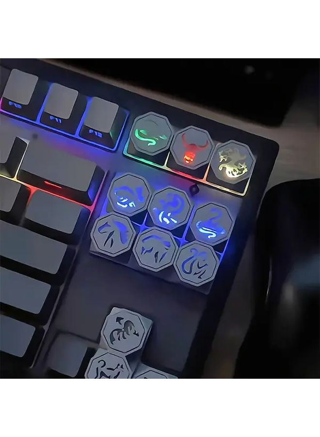 12 قطعة متينة من أغطية مفاتيح لوحة المفاتيح بتصميم محوري متقاطع بتصميم لطيف، هدية مناسبة للمكتب وألعاب الفيديو - Image 4