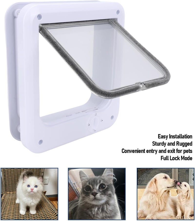 HEEPDD 4 Way Lockable Pet Door, PP Material Easy Install Pet Flap with Swing Flap for Interior Exterior Doors Walls Windows Fence Balcony Patio Cats Dogs (M) - Image 2