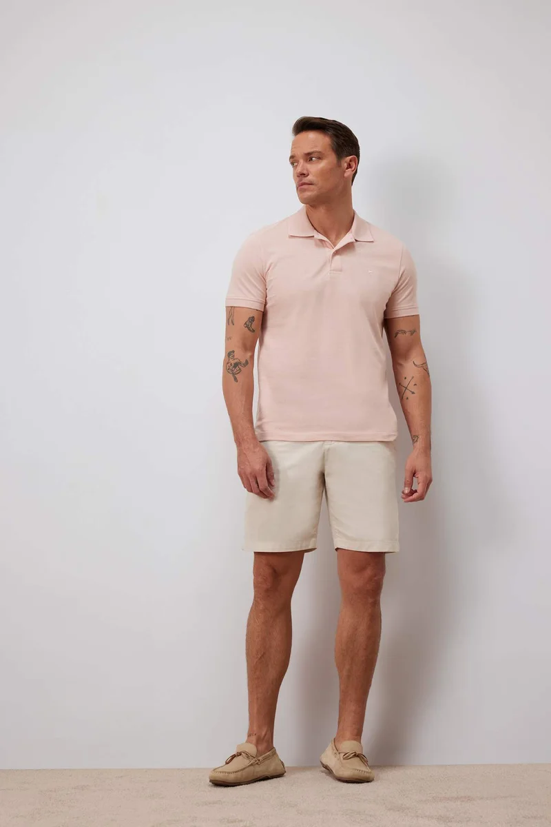 ديفاكتو Cotton Slim Fit Short Sleeve Pique Polo T-Shirt