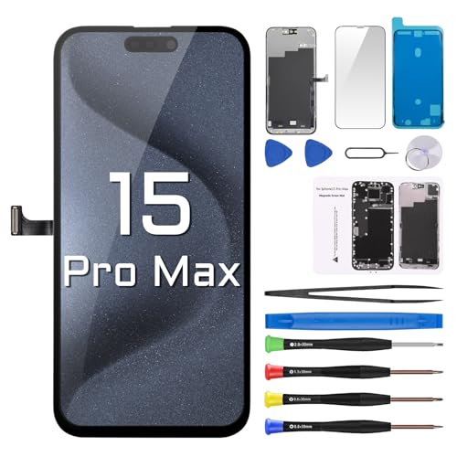 DGSCSMY Screen Replacement for iPhone 15 Pro Max 6.7" LCD Display Digitizer 3D Touch Waterproof Adhesive Sticker Full Assembly Repair Fix Tools Kit A3106 A2849 A3105 A3108 - Image 1