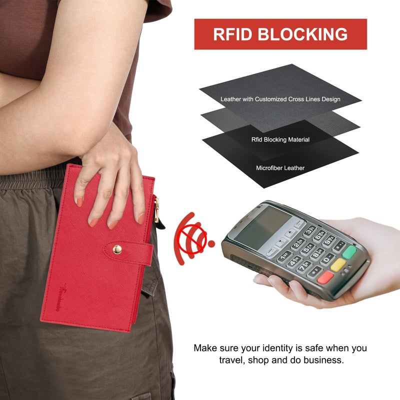 Travelambo RFID Wallet Women Large Size Bifold Multi Card Wallet Case with Zipper Pocke Credit Card Holder for Women - Image 4