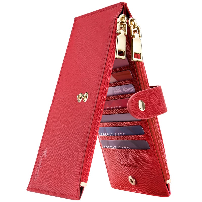 Travelambo RFID Wallet Women Large Size Bifold Multi Card Wallet Case with Zipper Pocke Credit Card Holder for Women - Image 1