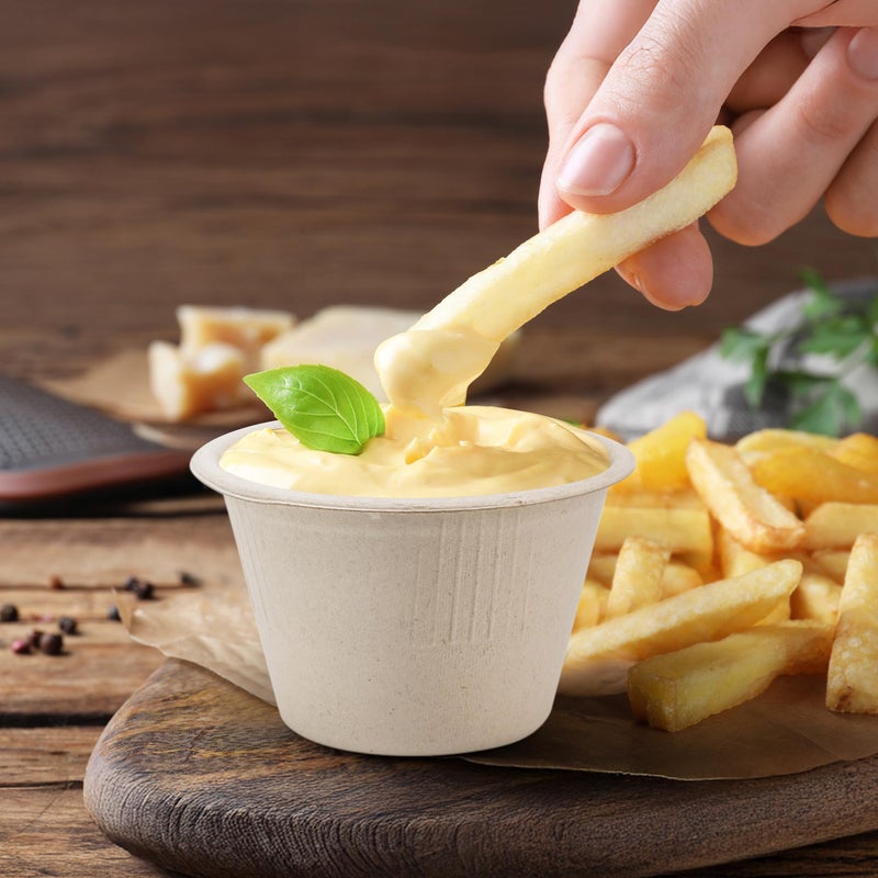 BIRCHIO 4oz Disposable Paper Bowls [100-Pack], Sturdy Small/Mini Paper Cups, Perfect for Dip Sauce, Tasting and Snacks, 100% Compostable Sample Cups - Image 5