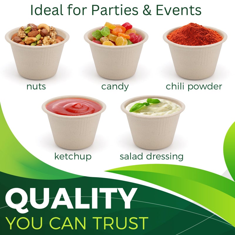 BIRCHIO 4oz Disposable Paper Bowls [100-Pack], Sturdy Small/Mini Paper Cups, Perfect for Dip Sauce, Tasting and Snacks, 100% Compostable Sample Cups - Image 4
