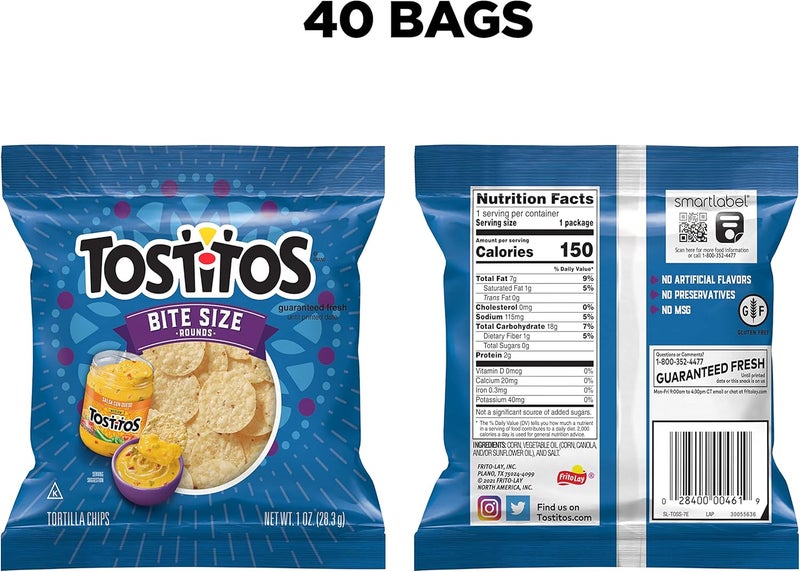 Tostitos رقائق التورتيلا توستيتوس بحجم اللقمة، أكياس 1 أونصة، عبوة من 40 - Image 2