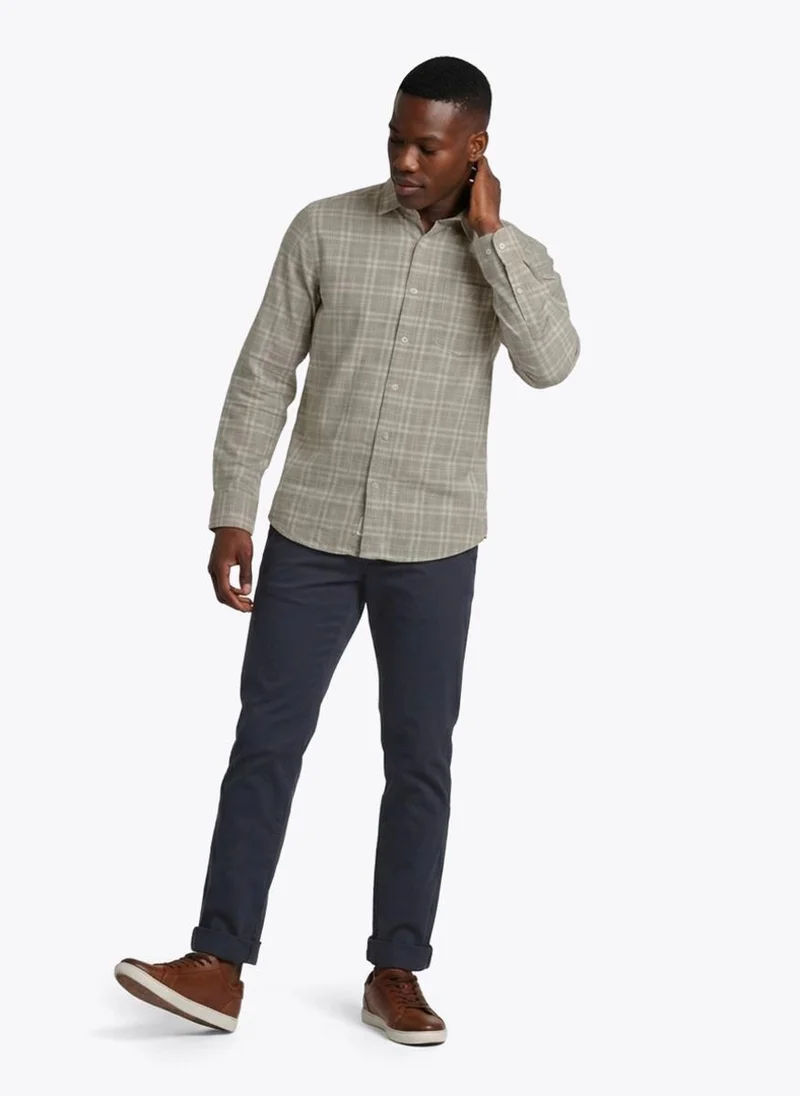 Nautica Men Regular Fit Long Sleeve Dyed Shirt for Workwear and Weekend Wear-Sand